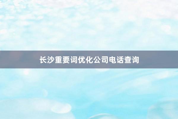 长沙重要词优化公司电话查询