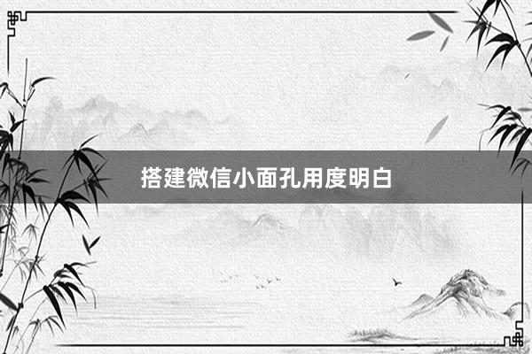 搭建微信小面孔用度明白